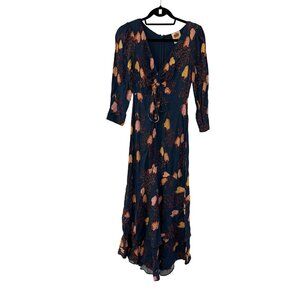 Farm‎ Rio Blue Jungle Cashew Papaya Maxi Half sleeve Dress Size small Bohemian